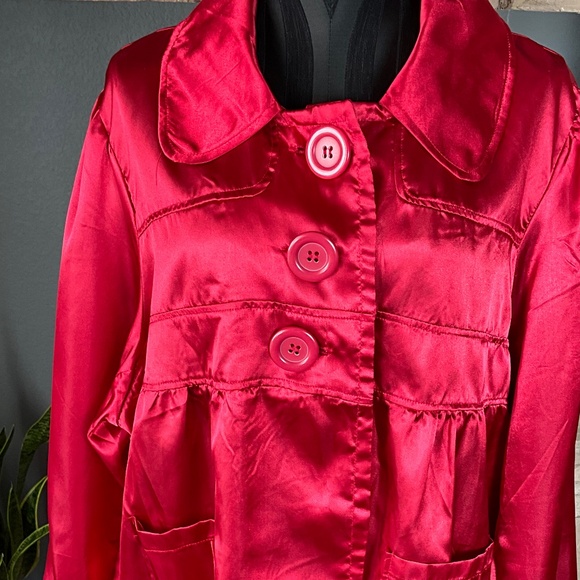 Paris Blues 3X Sleek Satin Jacket Holiday Christmas Event Party Maximalist Red - Picture 2 of 9